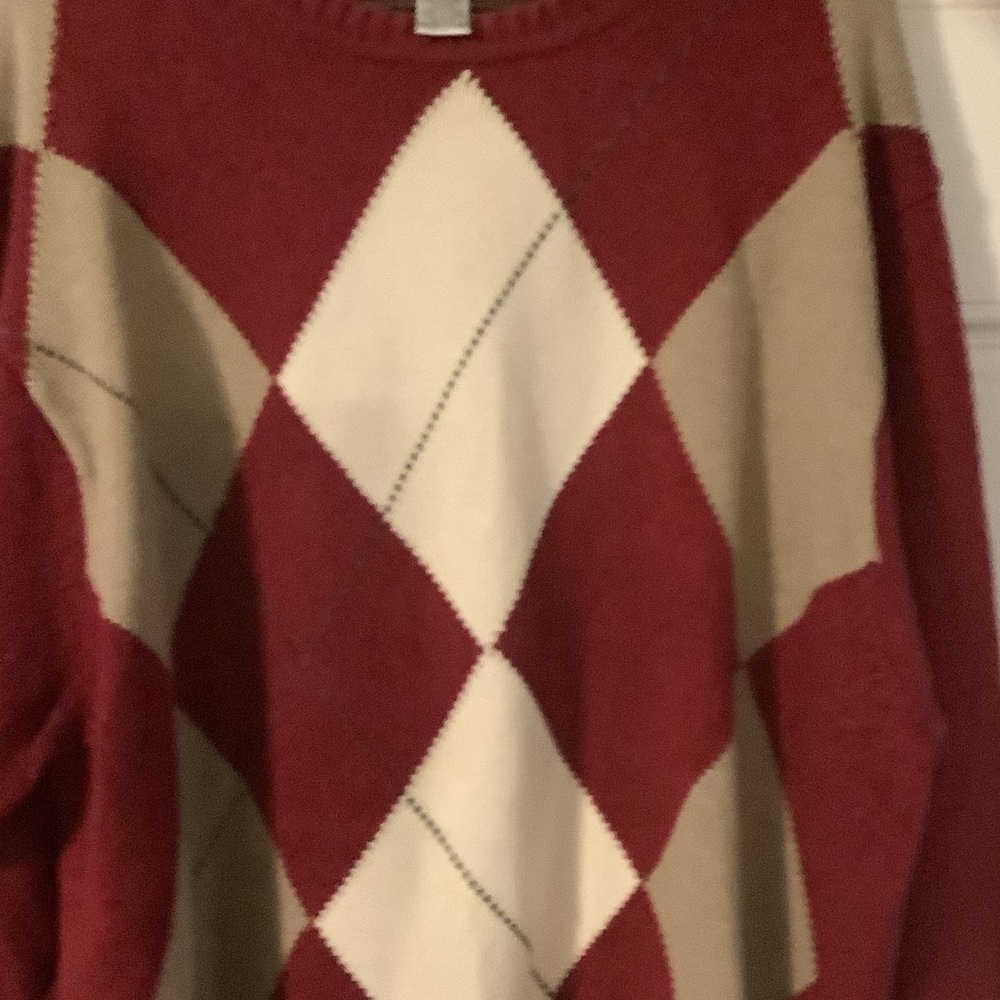 Geoffrey Beene Red and Cream Argyle golf Sweater, XXL - Picture 8 of 9